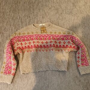 NATURAL LIFE Cozy Pink and Gold Knit Sweater